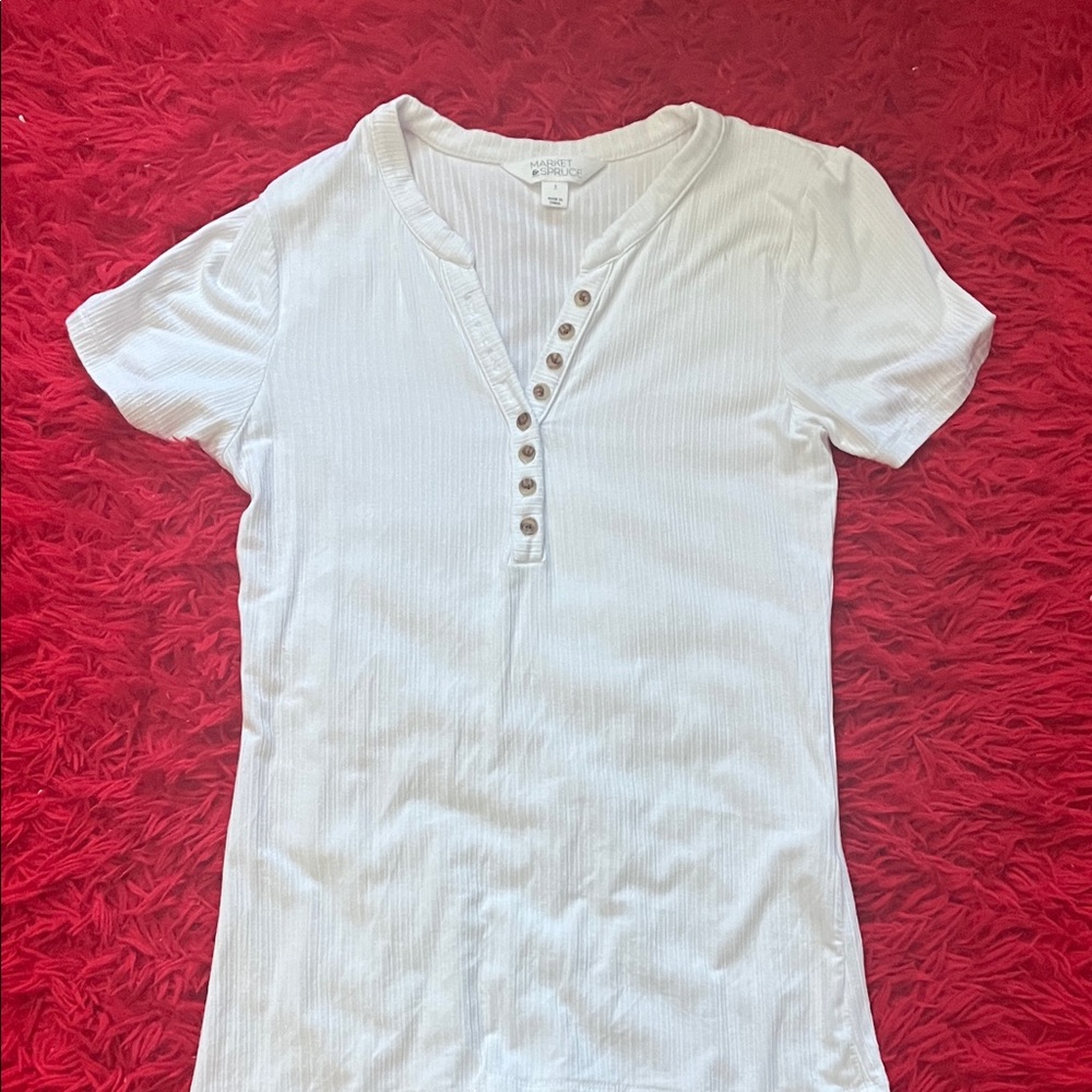 Market & Spruce White Short Sleeve Top